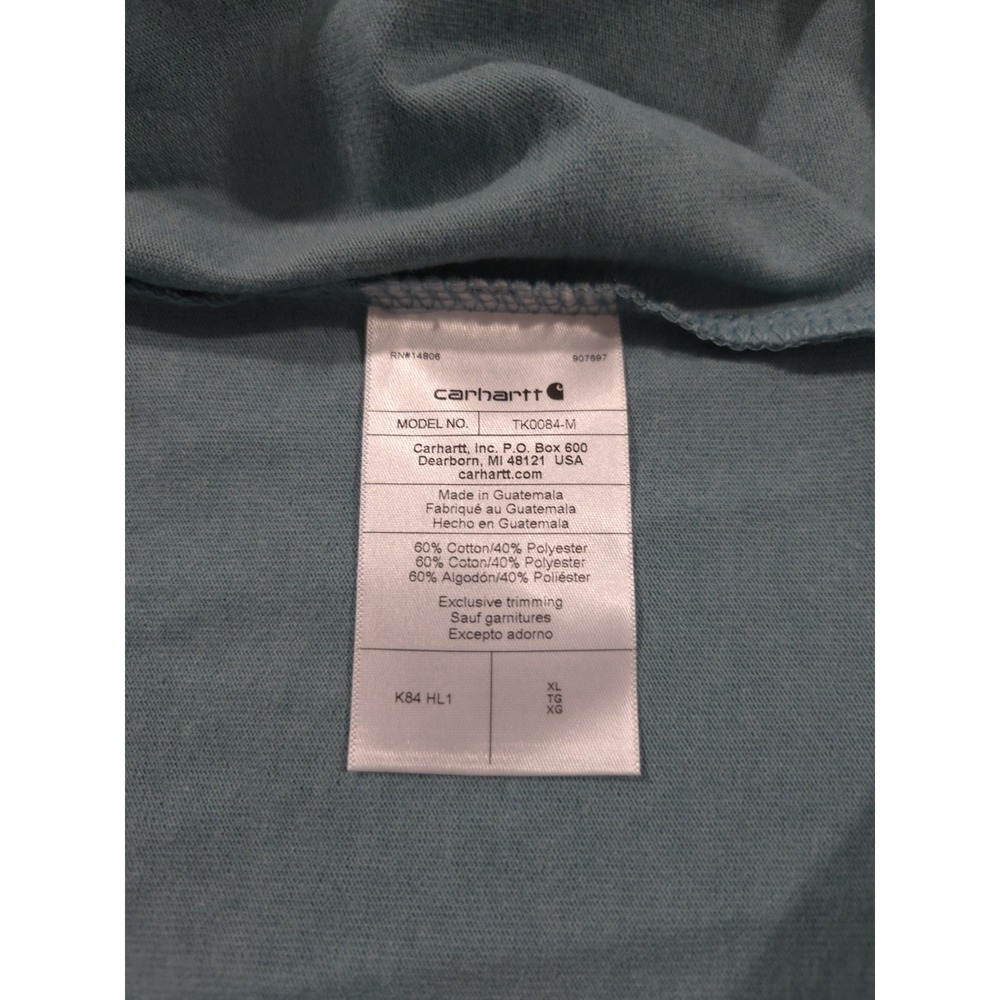 NWT Carhartt Men's Loose Fit Short-Sleeve Henley T-Shirt in heathered sage green - Picture 4 of 7